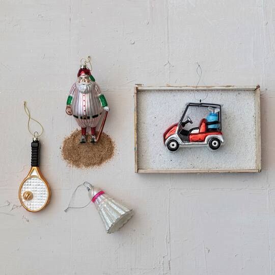Hello Honey® 4.25" Glass Golf Cart Ornament with Glitter